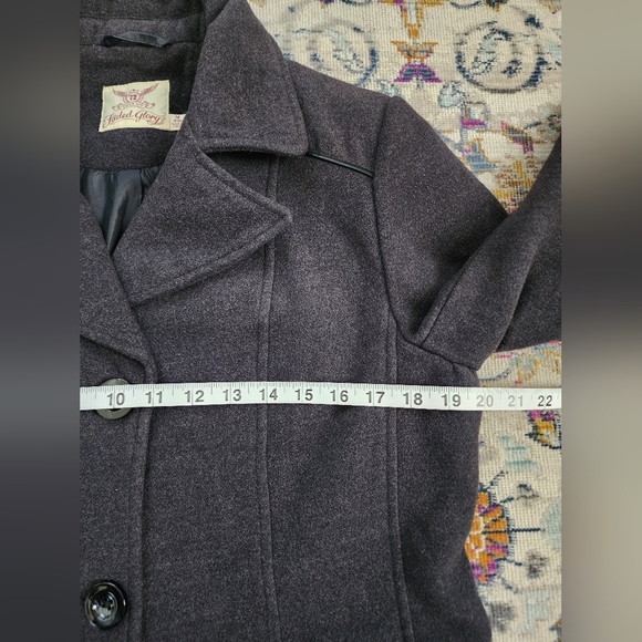 Faded Glory, Women's Grey/Black Button Up Pea Coat Wide Collard Y2K, sz MD (8/10 - Picture 9 of 15